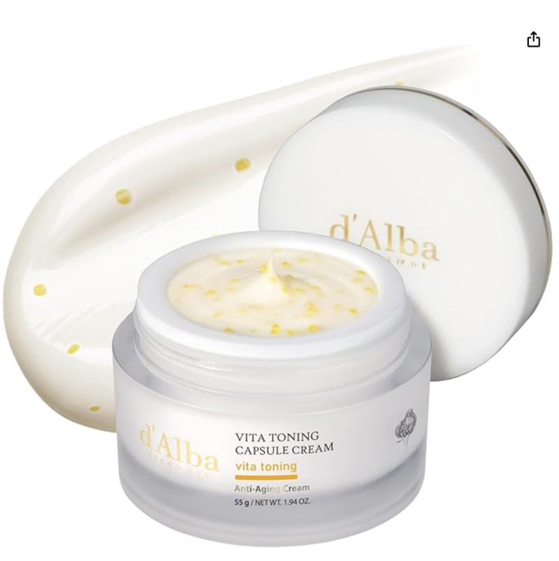 d'Alba Vitamin Toning Capsule Cream, 1.9 oz (55 g), Whitening, Dullness, Dark Spots, Fine Lines, Rad