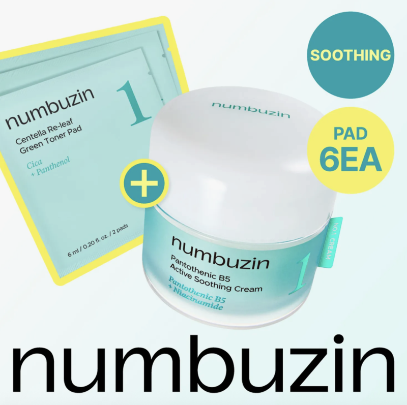 Numbuzin No. 1 Ácido Pantotênico B5 Creme Calmante Ativo 80ml (+ 6 discos de algodão)