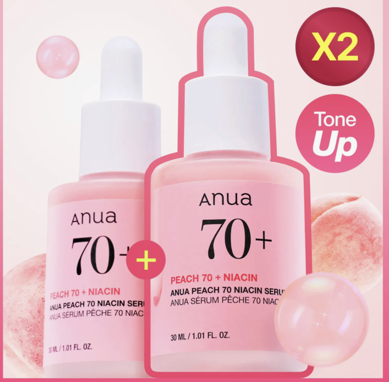 Conjunto duplo de 70ml de sérum de niacina Anua Peach 30ml
