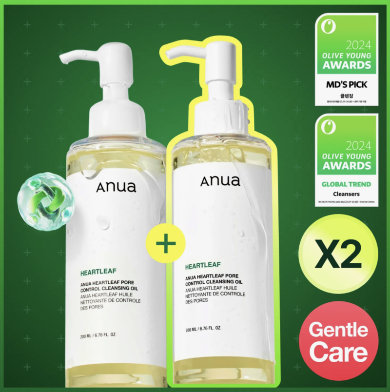 Óleo de limpeza para controle de poros Anua Houttuynia cordata 200ml - embalagem dupla