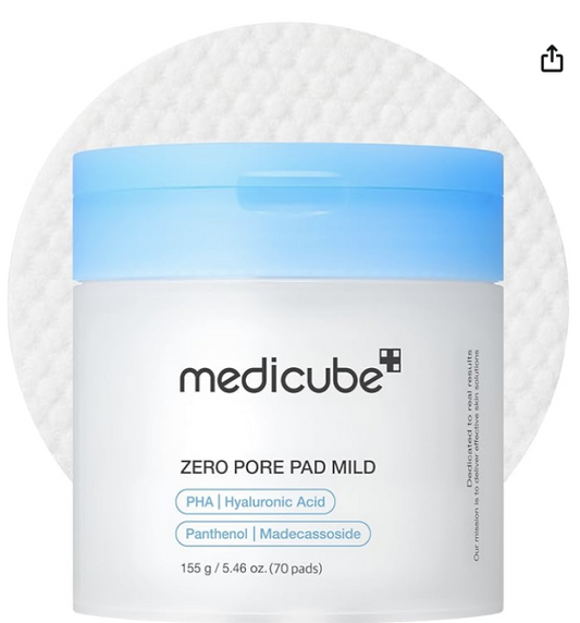 Medicube Zero Pore Pads Mild 2.0 (70 Pads) - Astringent Wipe Pads for Post-Bath Use, Moisturizing, W