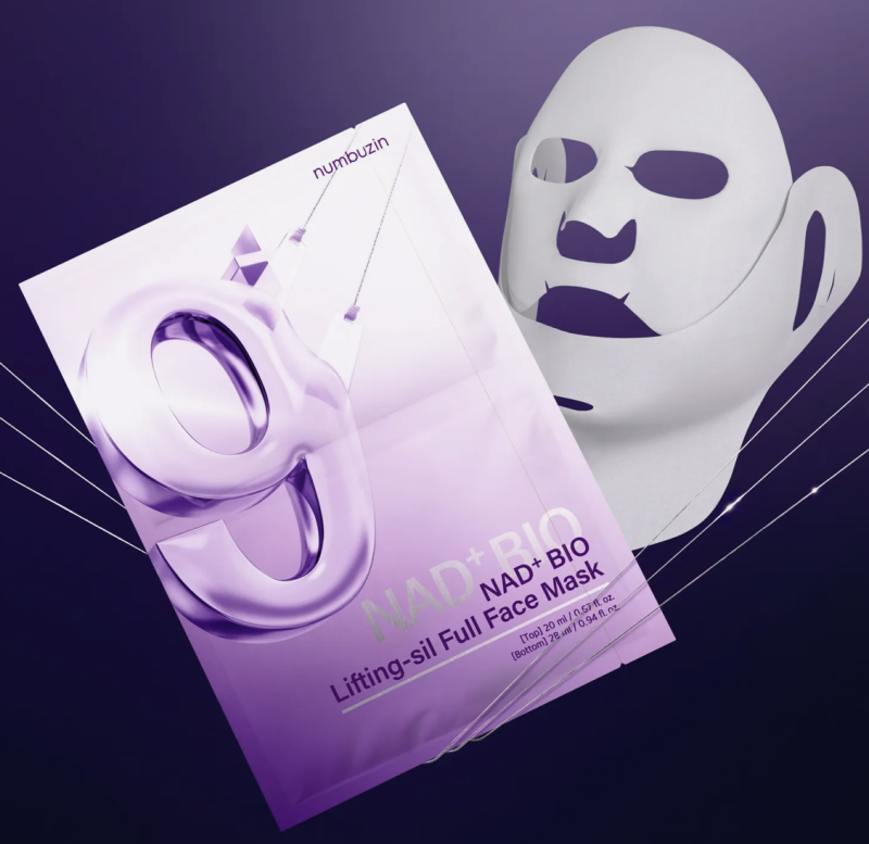 Numbuzin #9 NAD Bio-Lifting Full Face Pack (pacote com 4 unidades + tecido elástico)