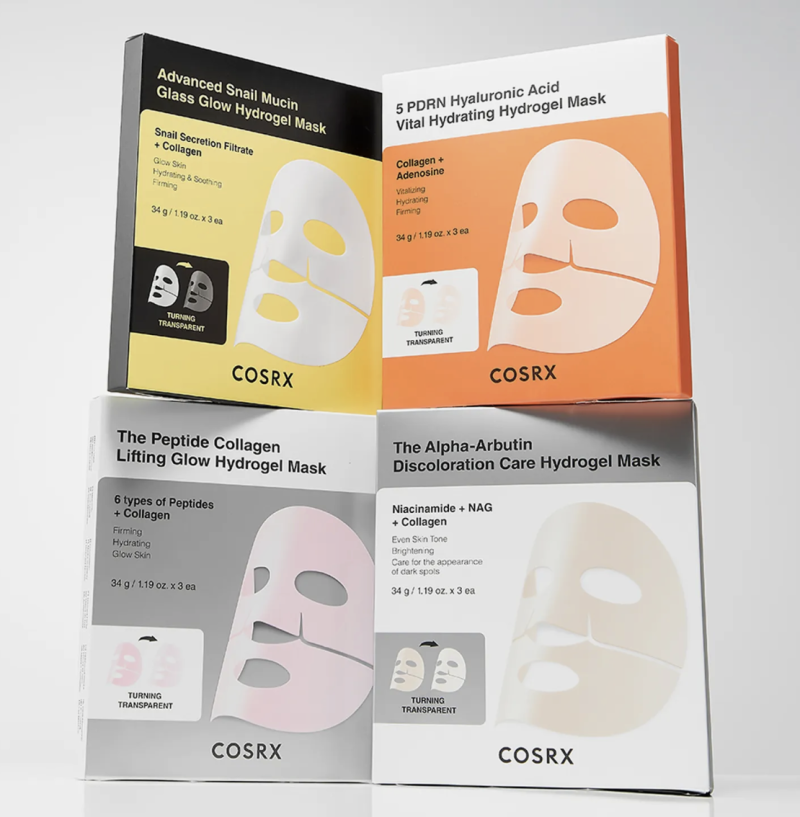 [3 tipos] Máscara de hidrogel COSRX (3 máscaras por embalagem) LARANJA — PDRN + Ácido Hialurônico (Hidratação profunda)