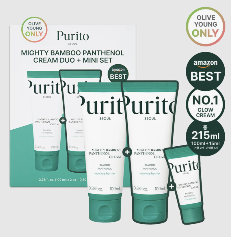 Purito Seoul Mighty Bamboo Panthenol Cream 100ml Duo Set (+15ml)