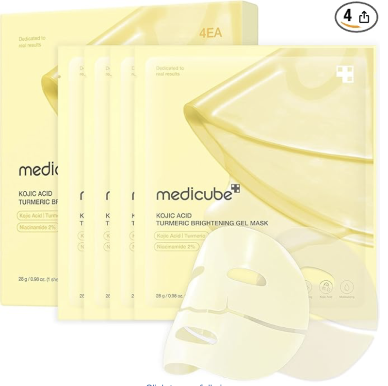Medicube Kojic Acid Turmeric Gel Mask, 4 Pack, Jelly Mask Pack, Night Care, Turmeric, Firmness, Elas