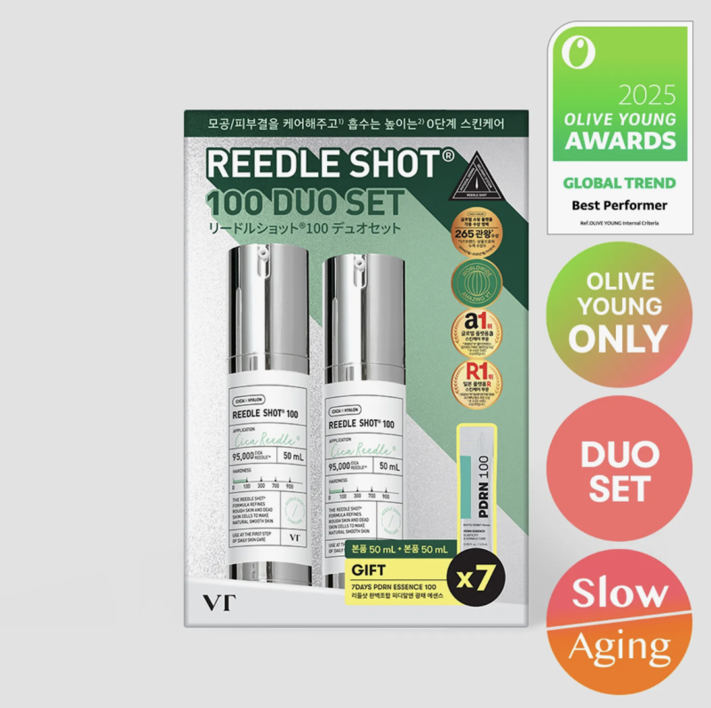 Pacote duplo VT Reedle Shot 100 (+ 7 sachês de essência PDRN)