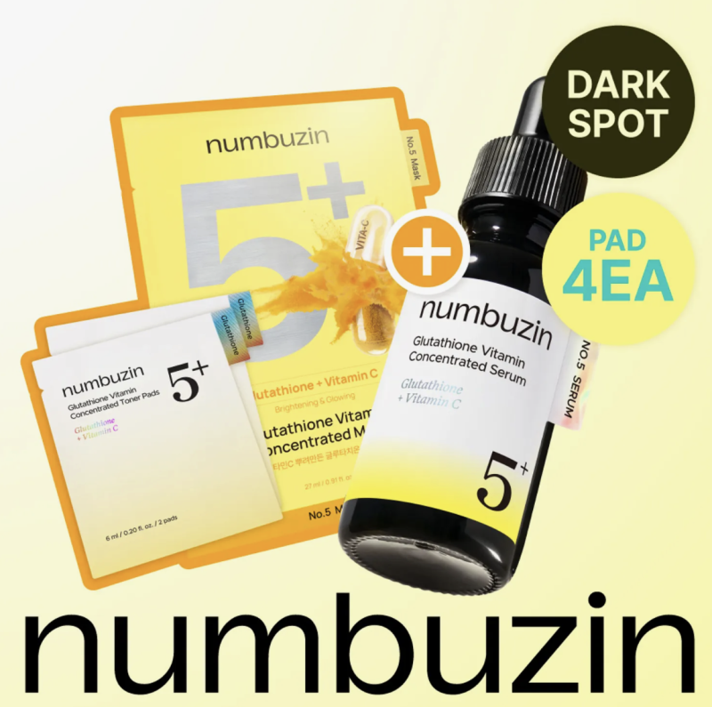 Conjunto Numbuzin Glutathione C Ampoule Shot (Nº 5) 30ml (+ 1 Pacote + 2 Discos de Limpeza x 2)