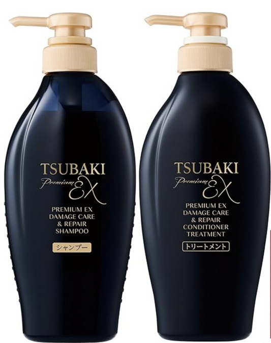 TSUBAKI Shampoo Treatment Set Bottle + Bonus 【Premium EX Damage Care & Repair】 Damage Oil Force Repa