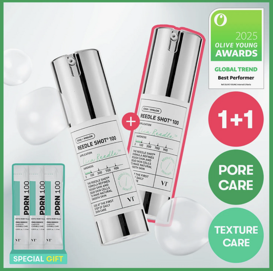 VT Reedle Shot 100 Essence 30ml Pacote Duplo (+PDRN Essence 100 1,5ml*3 unidades)