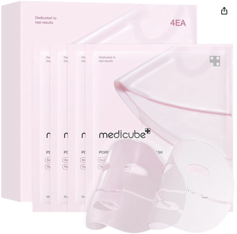 Máscara Facial Colágeno Rosa Medicube PDRN (4 unidades) - Firmeza, Elasticidade, Sabor Sa