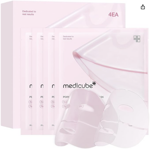 Máscara Facial Colágeno Rosa Medicube PDRN (4 unidades) - Firmeza, Elasticidade, Sabor Sa