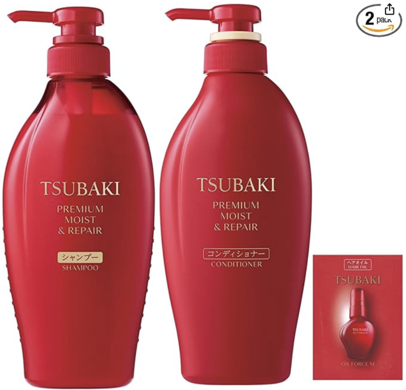 Tsubaki (TSUBAKI) Shampoo Conditioner Set Bottle + Bonus 【Premium Moist & Repair】 Shine Oil Force Mo